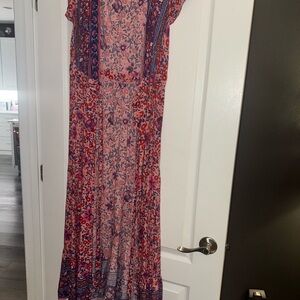 Floral print wrap kimono dress